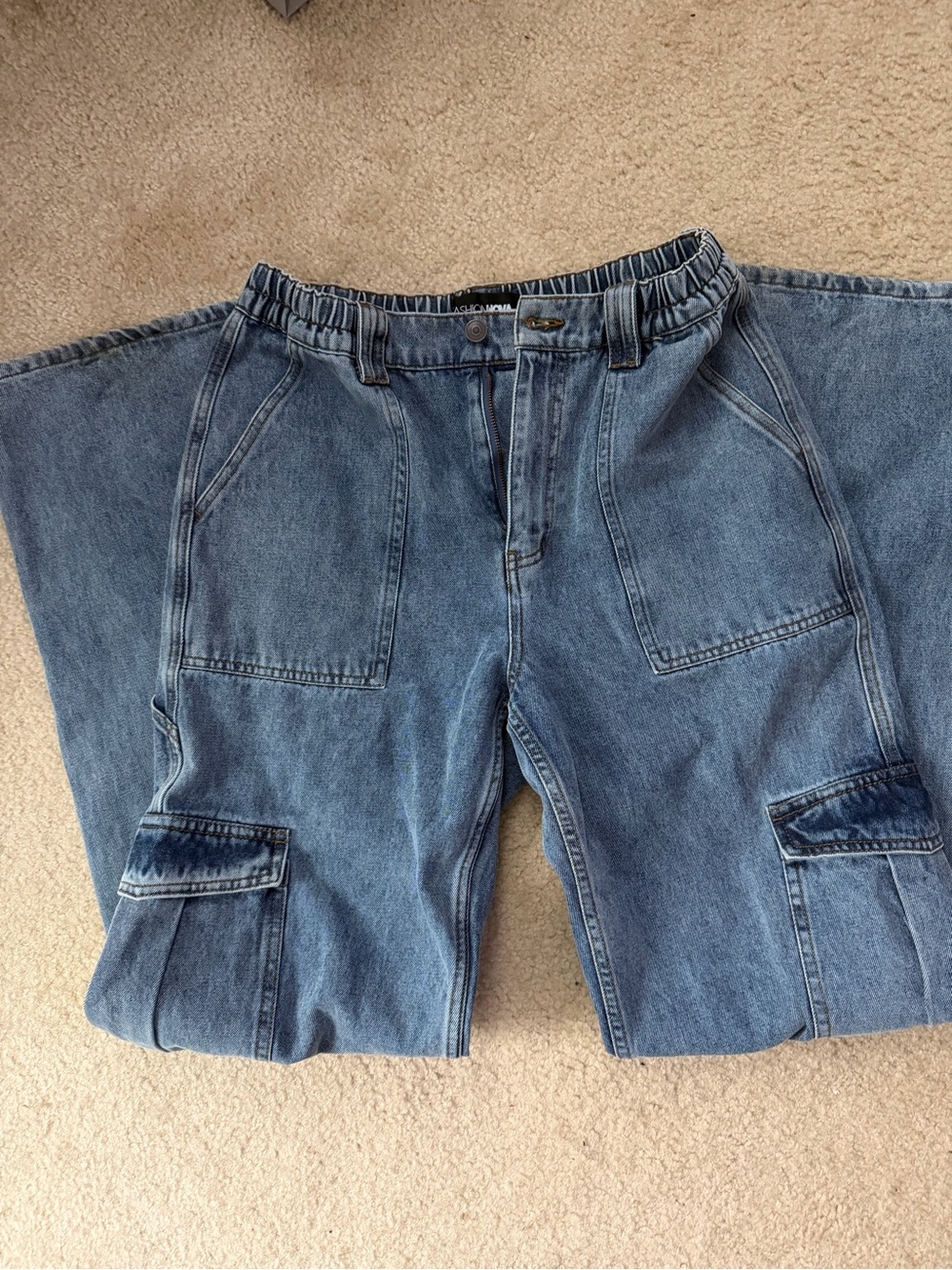 Blue Denim Cargo Jeans